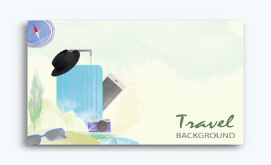 travel background with simple and elegant watercolor elements