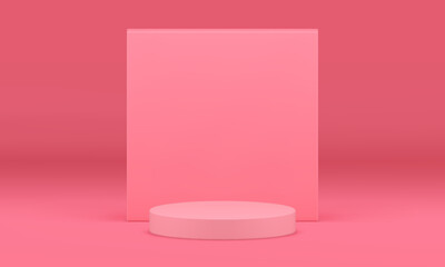 3d pedestal cylinder pink stage squared wall geometric promo product advertising foundation vector