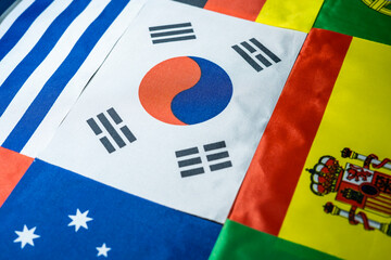 South korea flag of the participating countries in the international championship tournament