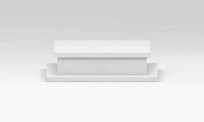 White 3d podium squared level stage basic foundation platform design realistic vector illustration