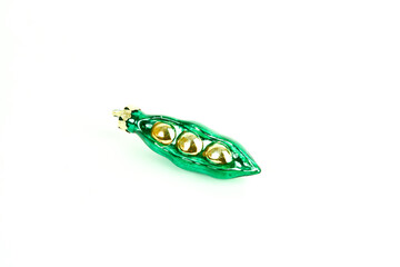 peas in a pod Christmas ornament isolated on white 