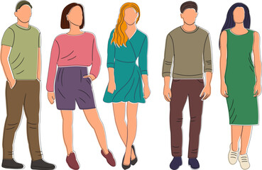 people sketch ,outline isolated vector