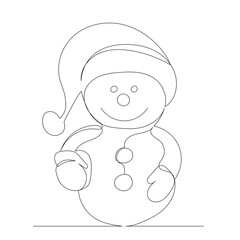 snowman continuous line drawing, vector, sketch