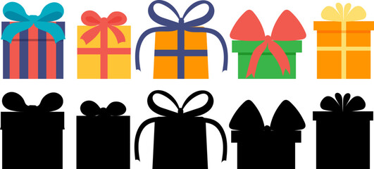 set of gifts in flat style, vector