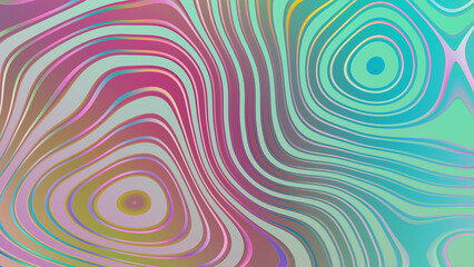Abstract Metallic Multicolor Wavy Liquid Pattern Background. Fantasy Synth Chromatic Multicolor Illustration