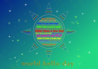 A beautiful poster or banner of world hello day.