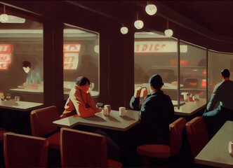 impressionist diner 5 - obrazy, fototapety, plakaty