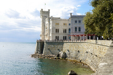 Fototapeta na wymiar Foreshortening with Miramare Castle, Trieste, Italy