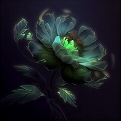 abstract florescent flower in the dark digital art