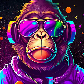 dj monkey digital art