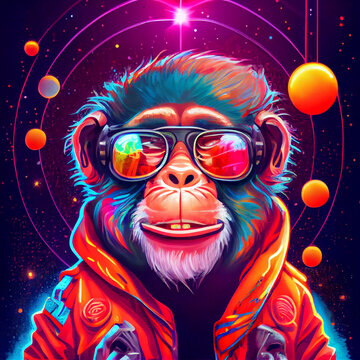 crazy monkey cool dude digital art
