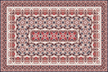 Rich persian red colored carpet ethnic pattern. - 547239244