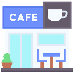 Coffeehouse, coffee shop or cafe icon