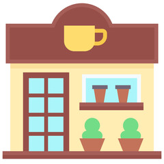 Coffeehouse, coffee shop or cafe icon