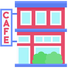 Coffeehouse, coffee shop or cafe icon