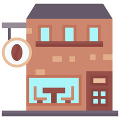 Coffeehouse, coffee shop or cafe icon