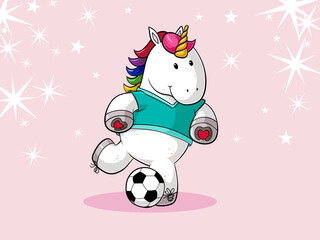 Fußball Comic Einhorn © reisdesign.eu