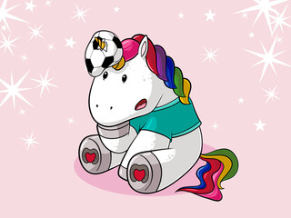 Fußball Comic Einhorn © reisdesign.eu