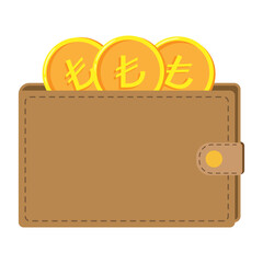 Wallet with lira coins. Vector illustration