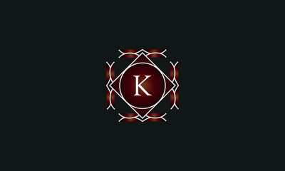 Luxury logo template with elegant ornament and letter K. Emblem logo for restaurants, hotels, bars and boutiques.