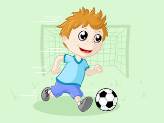 Stürmender Fußball Junge