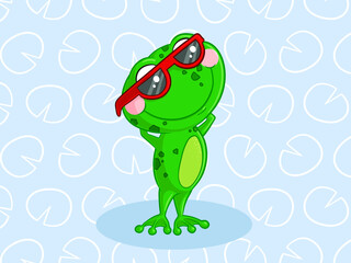 Comic Frosch mit Sonnenbrille