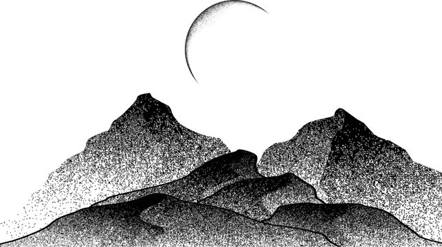 Futuristic landscape, with noise texture . fantasy landscape .Vector illustration