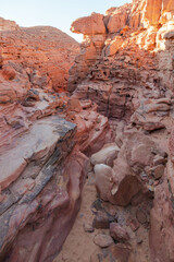Amazing nature landscape of famous Coloured Canyon, bizarre rock formation located in the Sinai mountain range, Sinai peninsula, Egypt. Outdoor travel background, popular tourist attraction