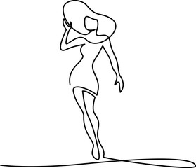 Young woman in modern dress. Fashion logo.