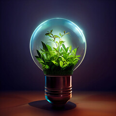eco light bulb with plant inside