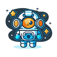 Cute Astronaut Looking Star With Binoculars Cartoon 2d illustrated Icon Illustration Science Technology Icon Concept Isolated Premium 2d illustrated. Flat Cartoon Style