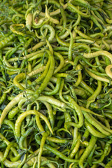 heap of fresh hot green peppers