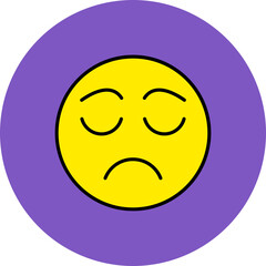 Sad Multicolor Circle Filled Line Icon