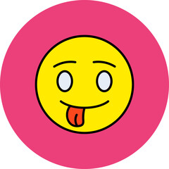 Tongue Out Multicolor Circle Filled Line Icon