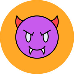 Devil Multicolor Circle Filled Line Icon