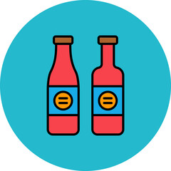 Wine Bottles Multicolor Circle Filled Line Icon