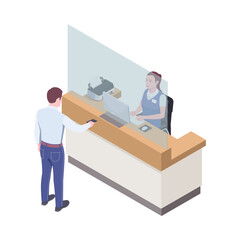 Isometric Bank Cashier