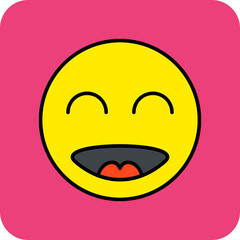 Happy Multicolor Round Corner Filled Line Icon