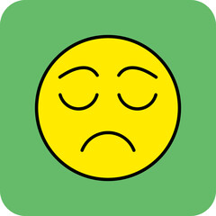 Sad Multicolor Round Corner Filled Line Icon