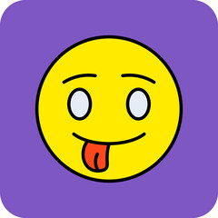 Tongue Out Multicolor Round Corner Filled Line Icon