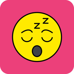 Sleepy Multicolor Round Corner Filled Line Icon