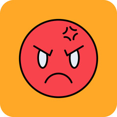 Angry Multicolor Round Corner Filled Line Icon