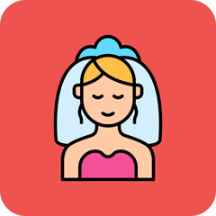 Bride Multicolor Round Corner Filled Line Icon