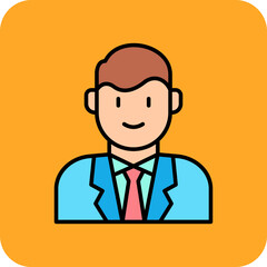 Groom Multicolor Round Corner Filled Line Icon