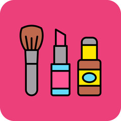Make Up Multicolor Round Corner Filled Line Icon
