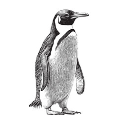 Penguin sketch hand drawn in engraving style Sea animals Vector illustration. © BigJoy