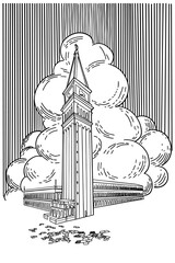 vector sketch of bell tower St Mark's Basilica. Venice, Italy.