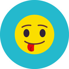 Tongue Out Multicolor Circle Flat Icon