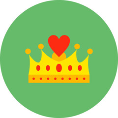 Crown Multicolor Circle Flat Icon