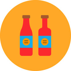 Wine Bottles Multicolor Circle Flat Icon